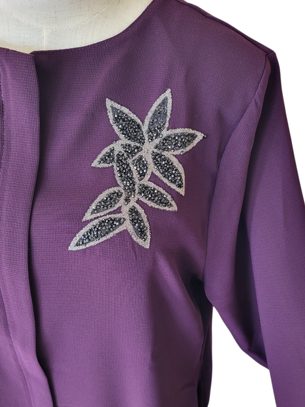 Modest ABAYA -Floral Detail Lace Modest Abaya NWT Purple XL - Picture 7 of 8